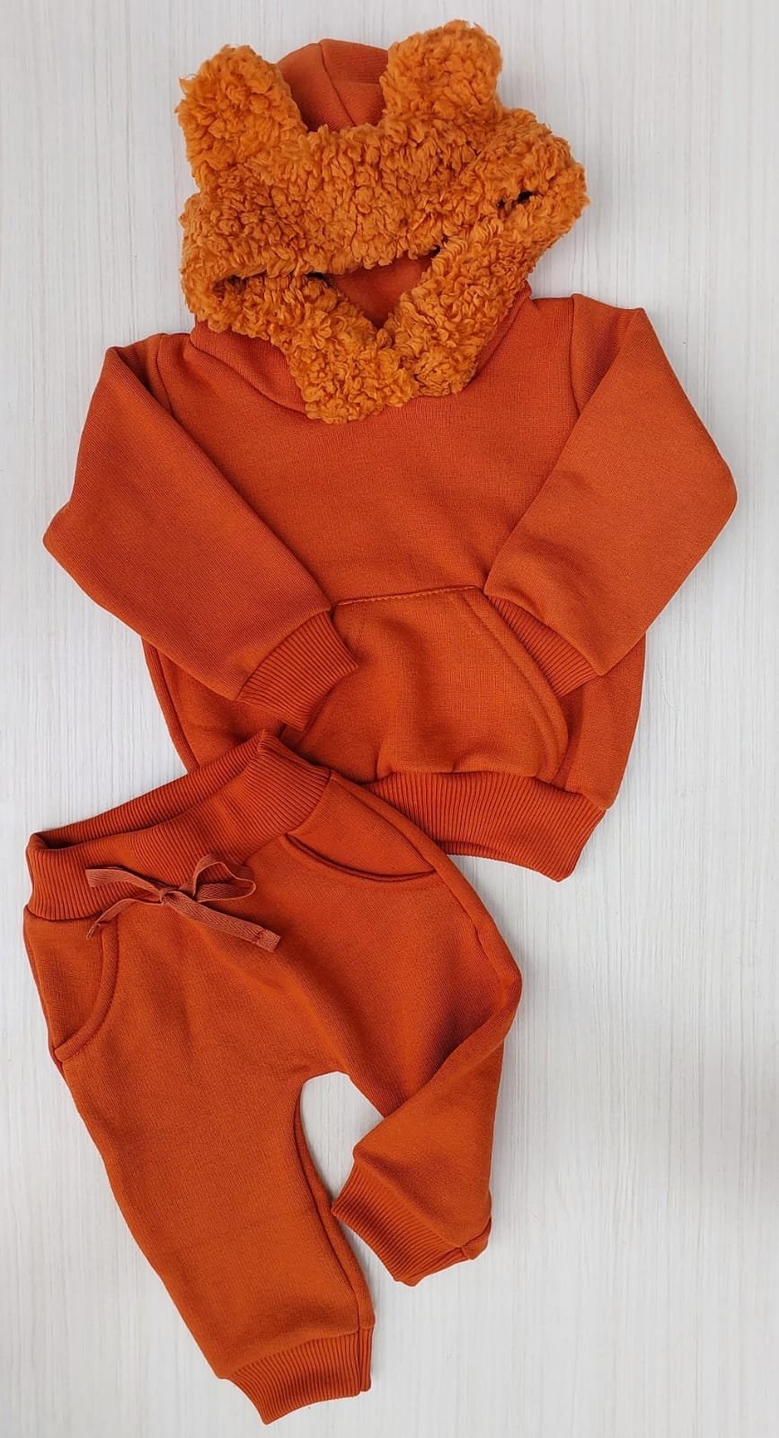 CONJUNTO MOLETOM URSO TELHA