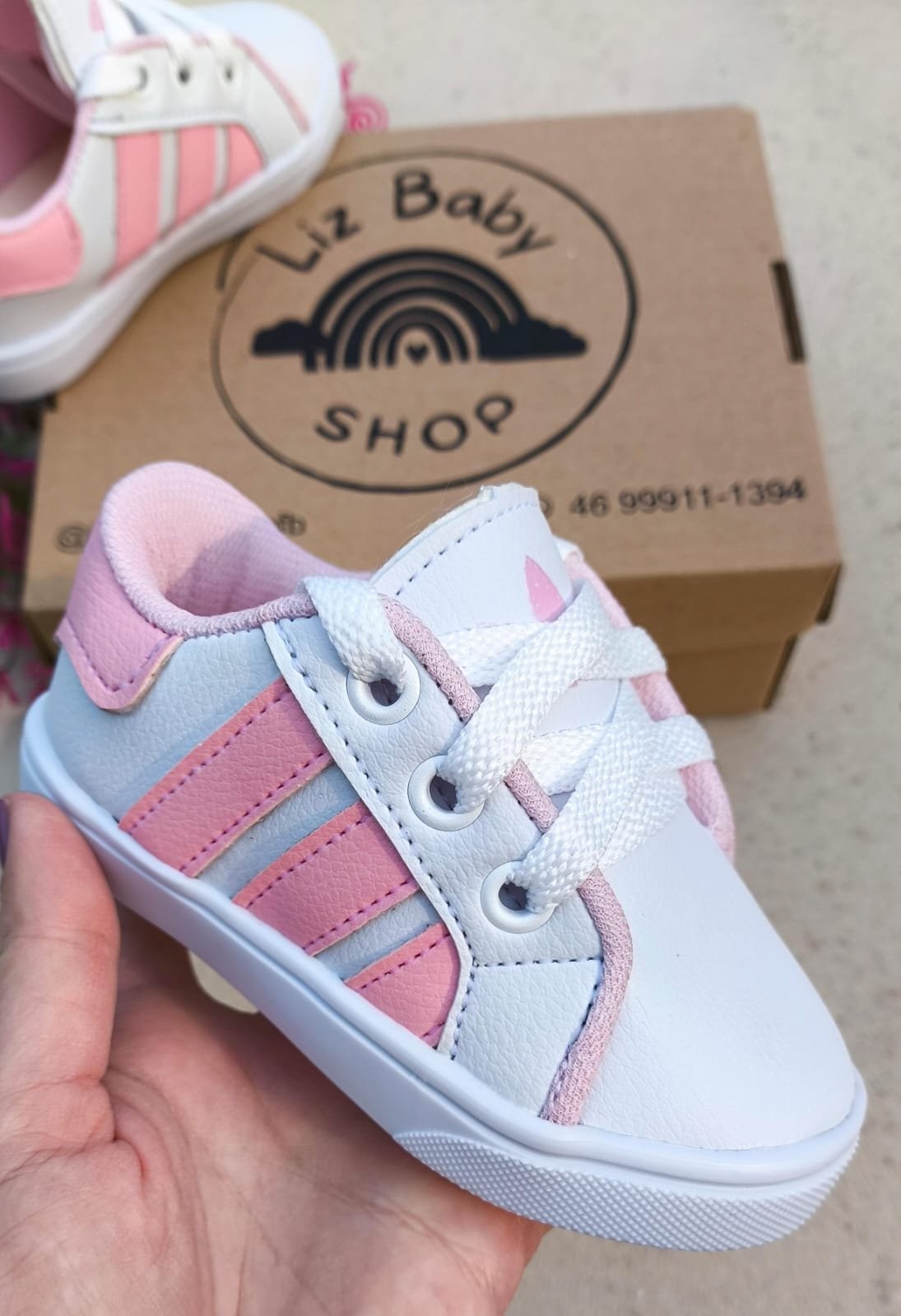 TENIS BRANCO E ROSA