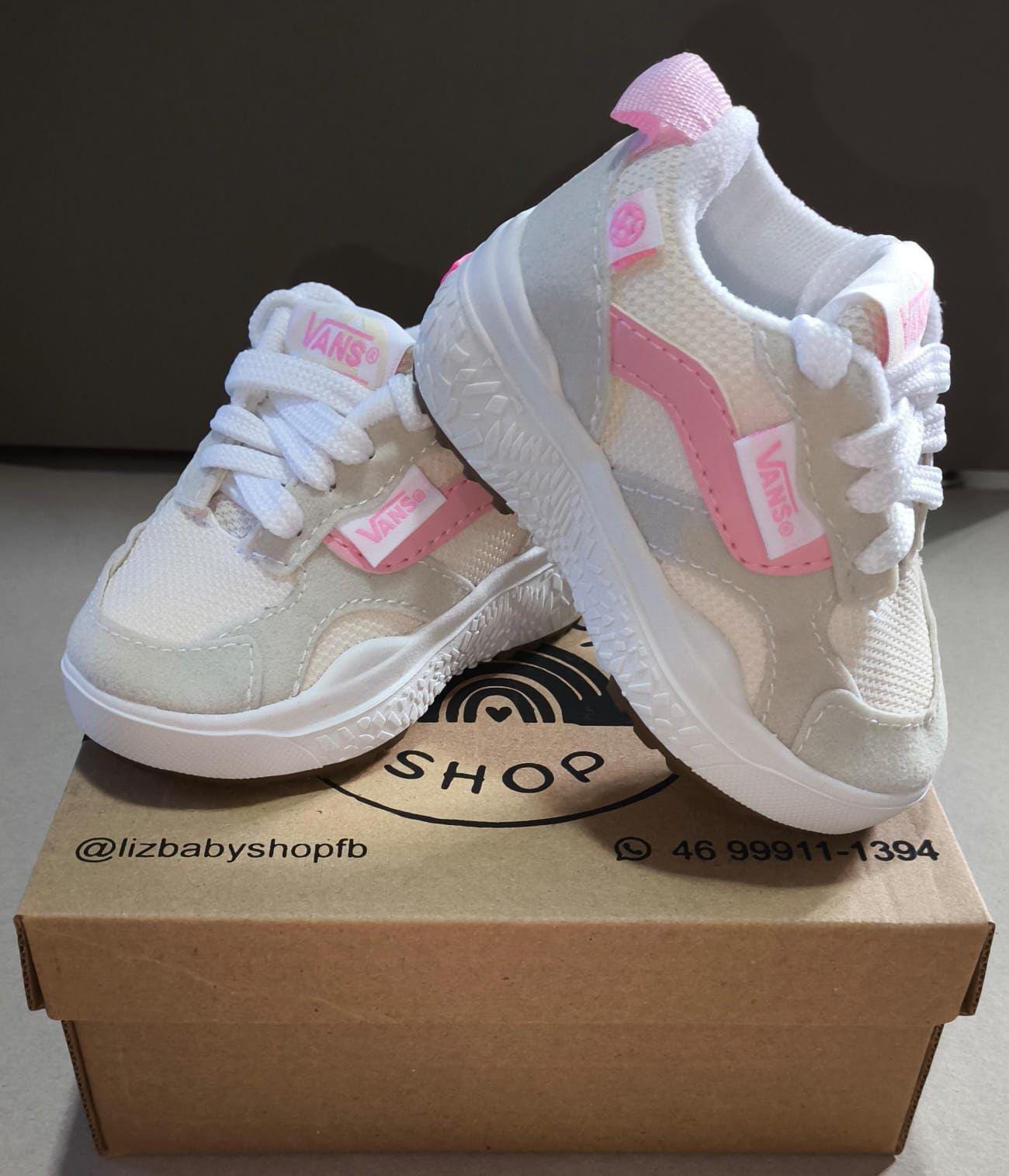TENIS ROSA E BRANCO