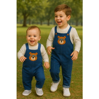 CONJUNTO JARDINEIRA URSO JEANS